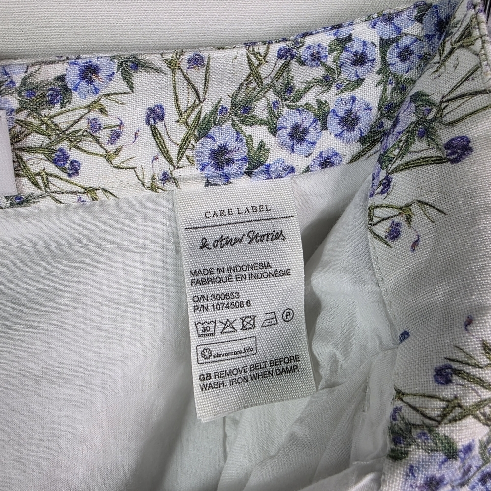 & Other Stories White Floral High Waist Belted Shorts - Picture 10 of 15